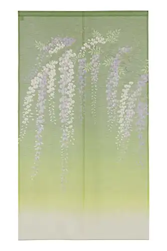 Made in Japan Noren Curtain Tapestry Fuji Wisteria green 85 x 150cm by Narumi