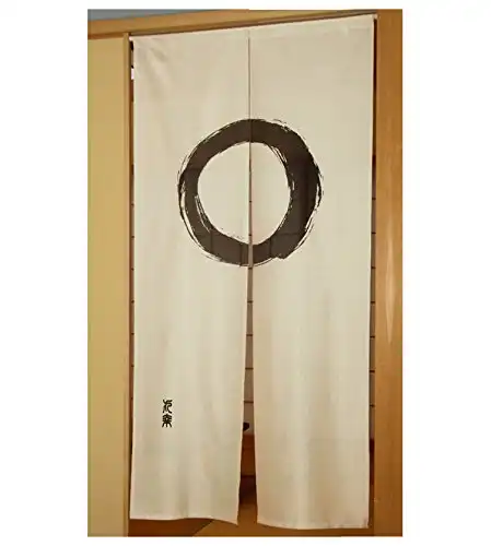 Fukui Textile Factory Noren Curtain Tapestry Enso Circle Beige Long Type