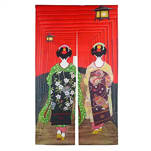 Kyoto Geisha Girls at Fushimi Inari Shrine Long Type Door Tapestry for Home Decoration 33.5 x 59 inch
