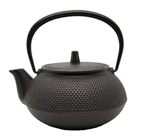 Iwachu 12802 Teapot for Tetsubin, 5 Type New Arare, Black Baked, 0.65 L., No Enamel, Open Fire Acceptable, Nambu Ironware